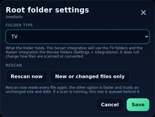 Root folder settings
